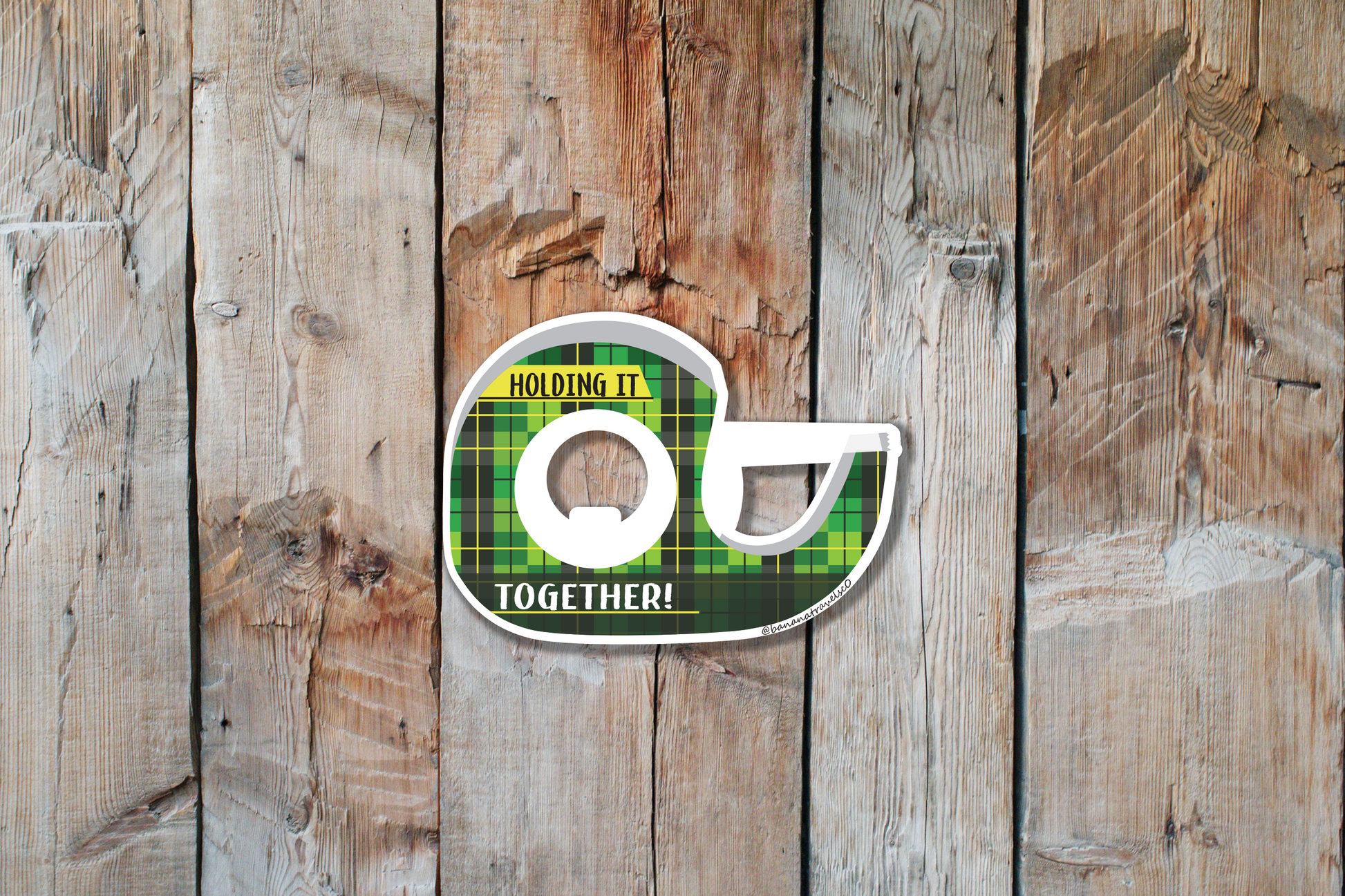 Holding it Together Sticker | Scotchtape Sticker | Tape Sticker | Scotchtape Green Plaid Vinyl Sticker