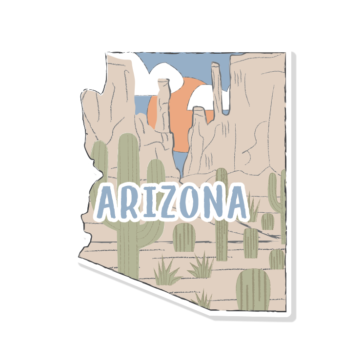 Arizona Sticker | Arizona Cactus Stciker | Monument Valley Sticker | Desert Stickers