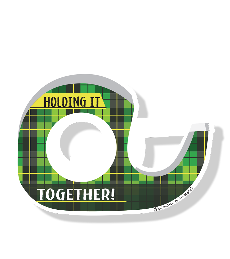 Holding it Together Sticker | Scotchtape Sticker | Tape Sticker | Scotchtape Green Plaid Vinyl Sticker