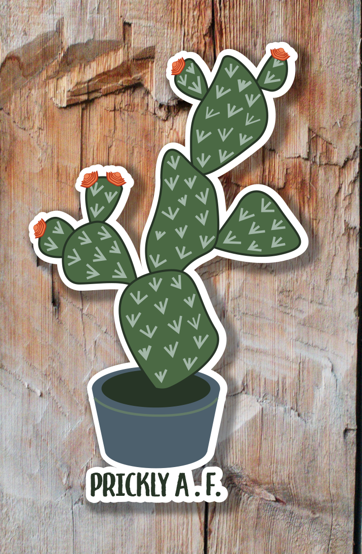 Products Prickly Af Vinyl Sticker| Cactus Cup Stickers | Desert Stickers | Dark Humor