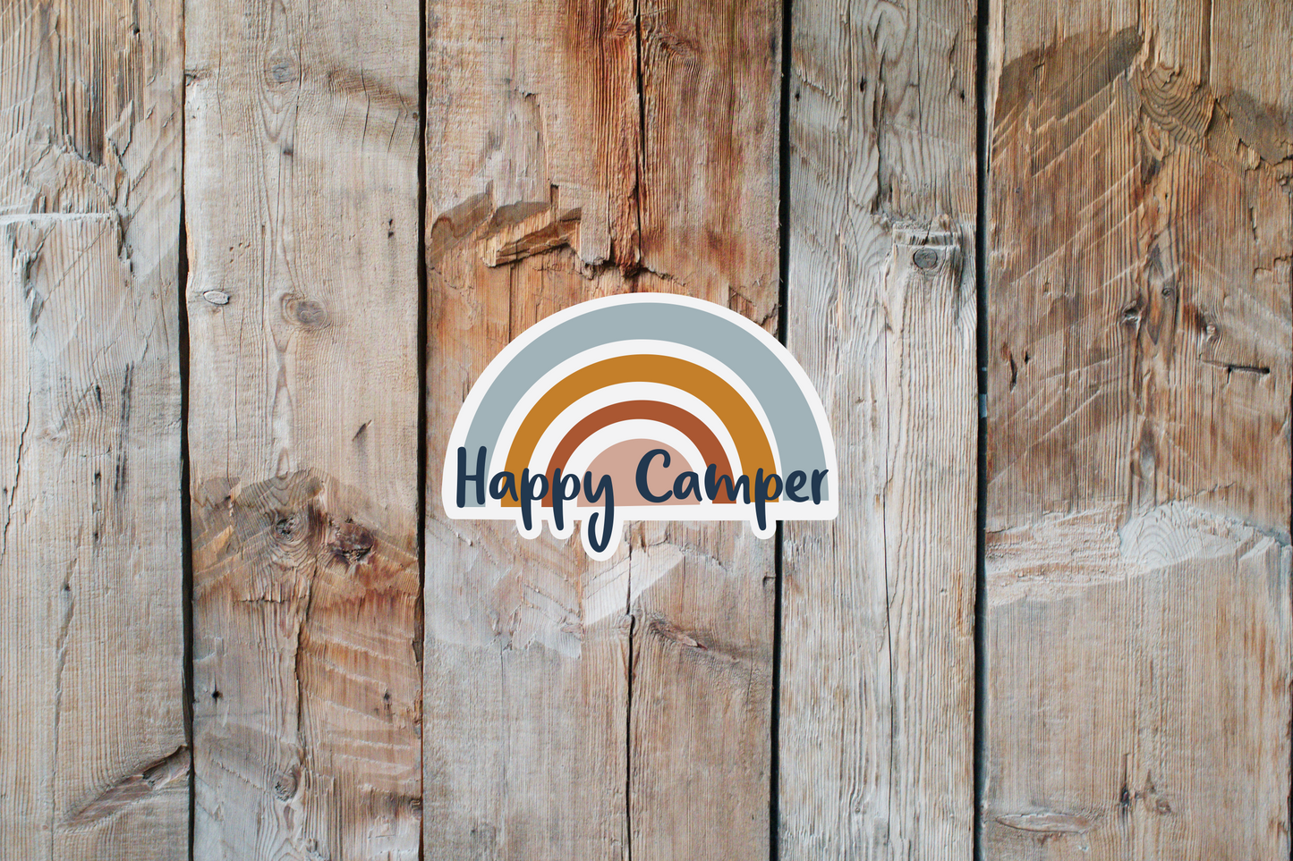 Happy Camper Rainbow Sticker | Camping Stickers | Hiking Stickers | Rainbow Stickers
