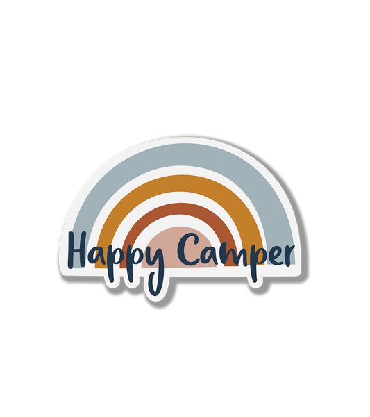 Happy Camper Rainbow Sticker | Camping Stickers | Hiking Stickers | Rainbow Stickers