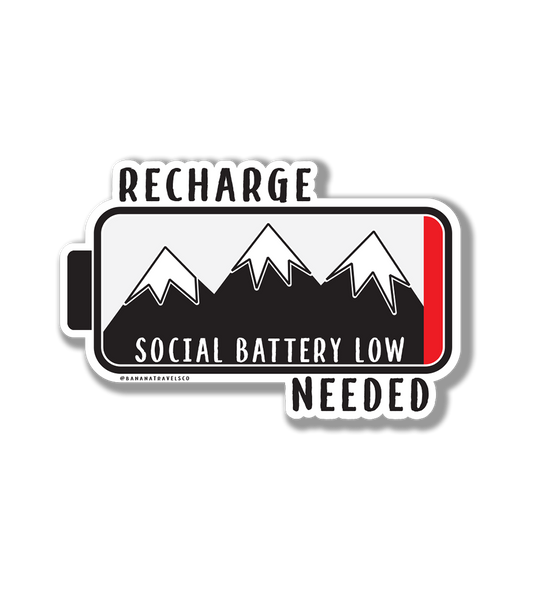 Social Battery Low | Mental Health Stickers | Recharge in Nature