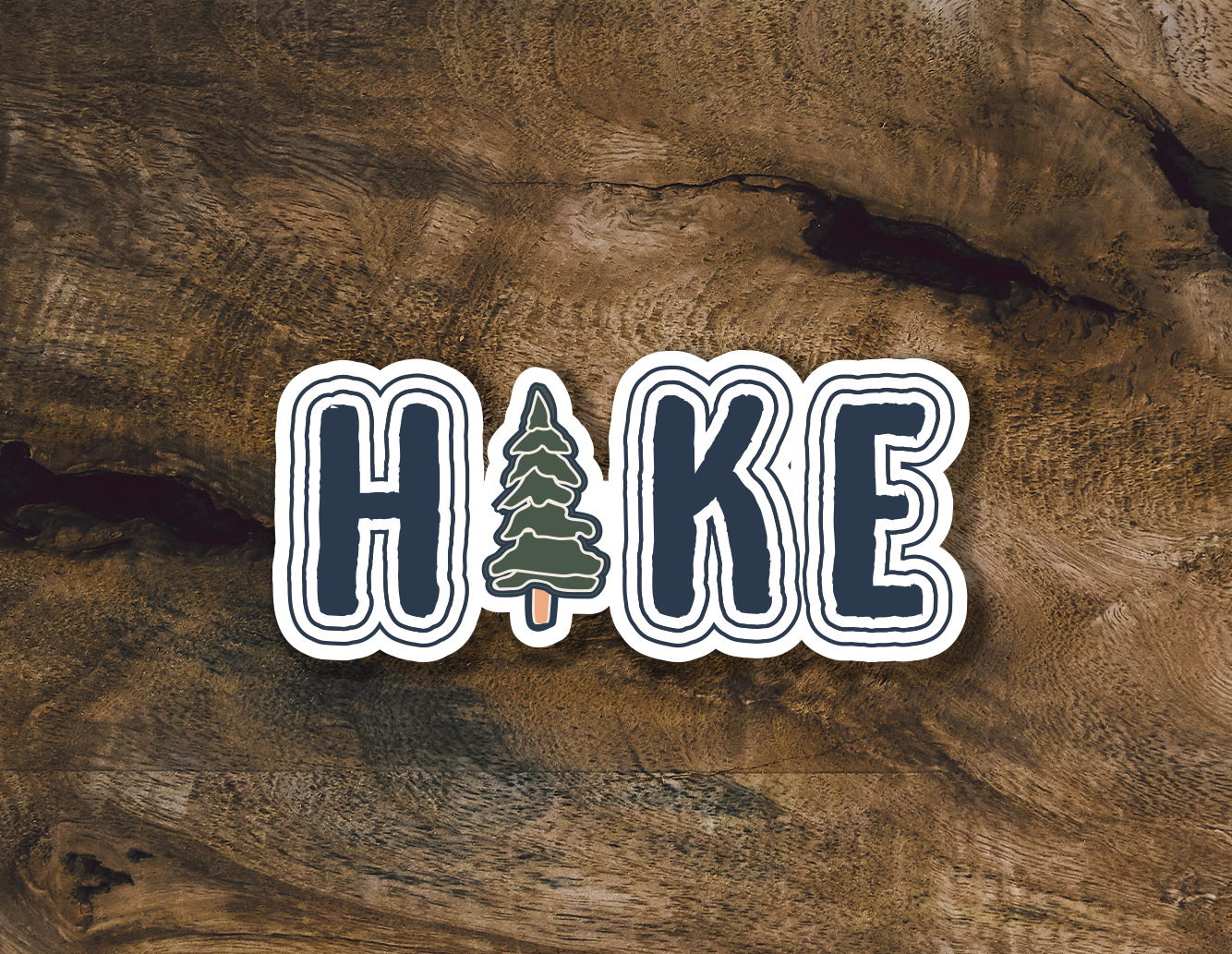 Hike Sticker |Retro Hike Sticker with Pine Tree | Hike Mountains Sticker| Camping Stickers