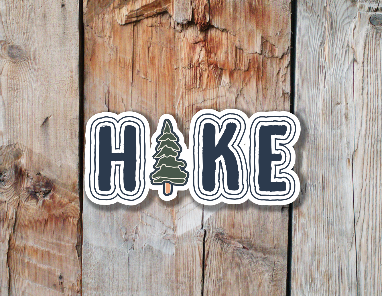 Hike Sticker |Retro Hike Sticker with Pine Tree | Hike Mountains Sticker| Camping Stickers