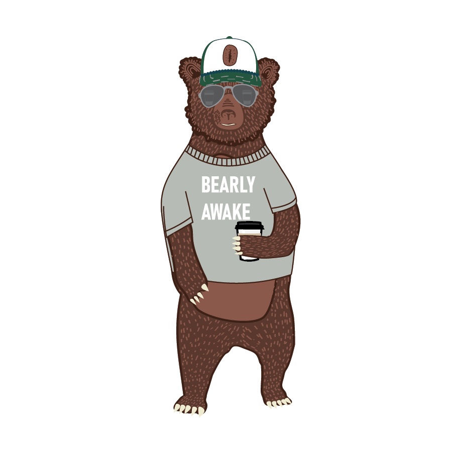 Barely Awake Bear Sticker | Bearly Awake Bear Sticker| Coffee Humor | Coffee Bear Sticker