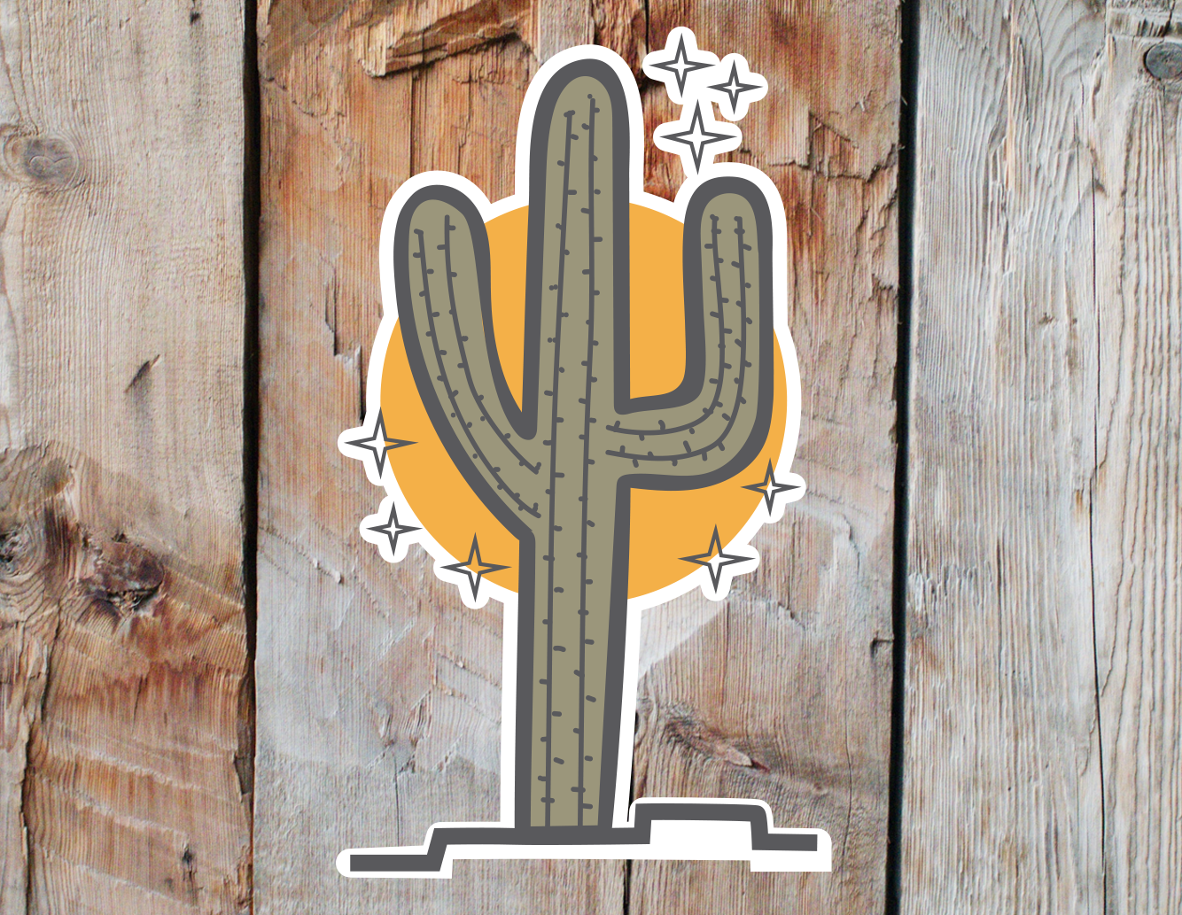 Sunny Saguaro Cactus Sticker| Arizona Cactus Sticker | Cool Cactus Stickers| Hiking Stickers for Water Bottles | Cactus Laptop Decal