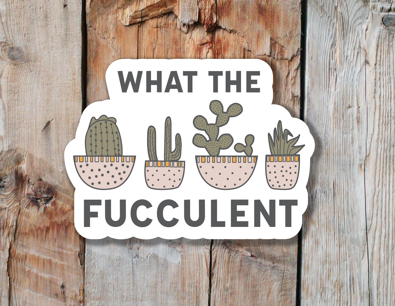 Are you looking for a fun and quirky way to add a touch of humor to your belongings? Look no further than our "What the Fucculent" Cactus Vinyl Sticker! This sassy sticker is perfect for adding a playful twist to your laptop, water bottle, notebook, or any surface that needs a dose of personality.