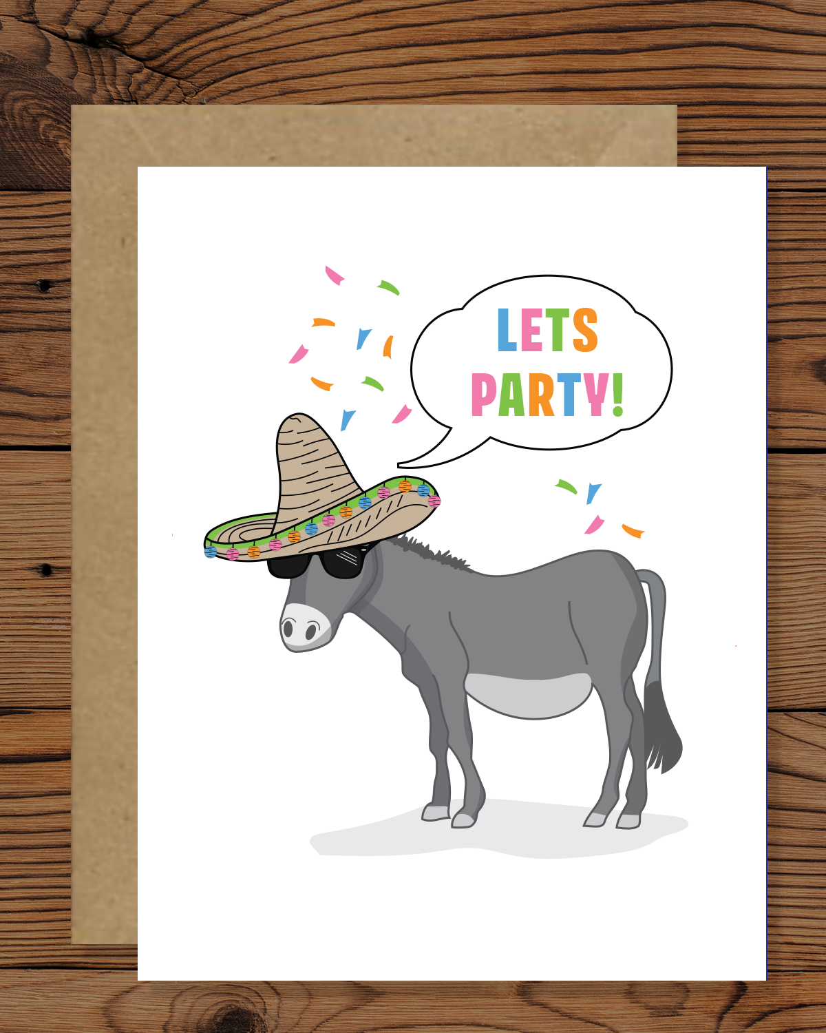 Bring the fiesta to birthdays with our high-quality party donkey greeting card! Featuring a sombrero-clad friend, it's perfect for southwest-inspired celebrations. Make every birthday a fiesta!