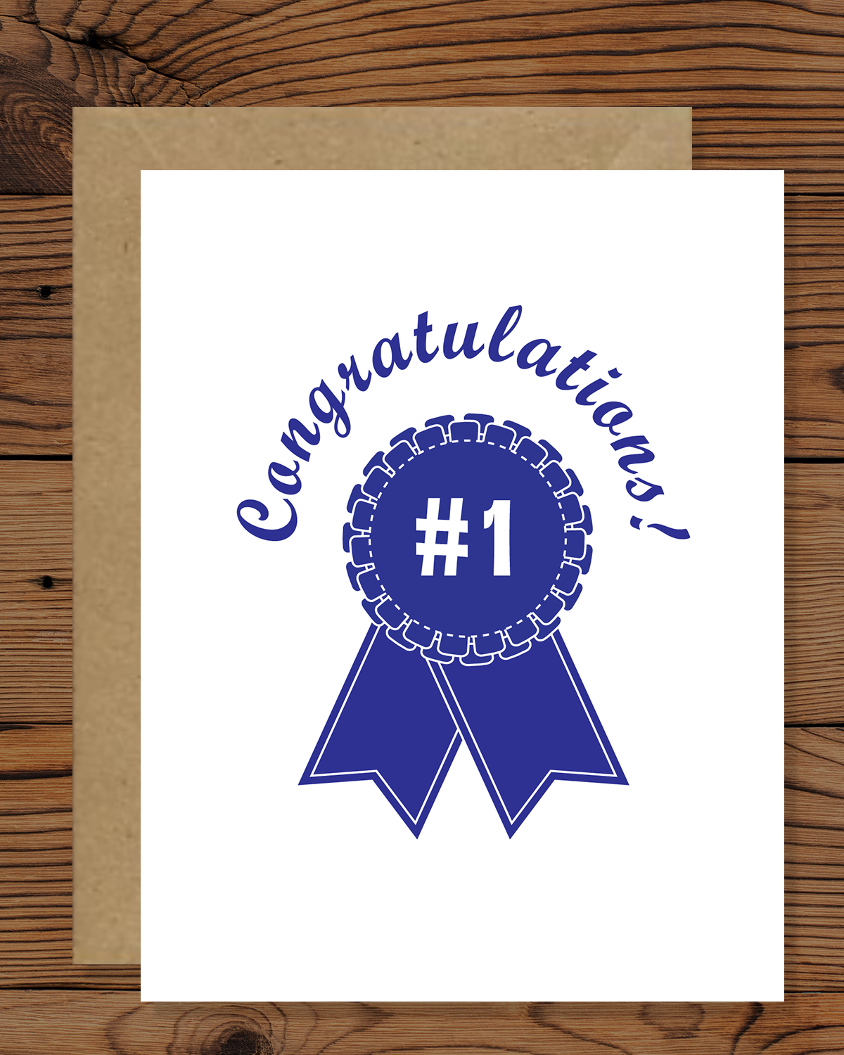 Congratulations Blue Ribbon Greeting Card | You're #1 Greeting Card