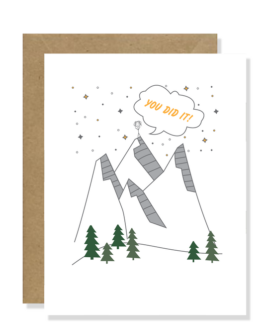 You Did It! Greeting Card | You climbed the mountain greeting card! | Outdoors Greeting Cards