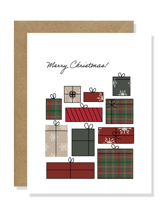 Christmas Presents Holiday Card | Merry Christmas Greeting Card | Trendy Christmas Cards| Hand made Greeting Card| Hand made stationery