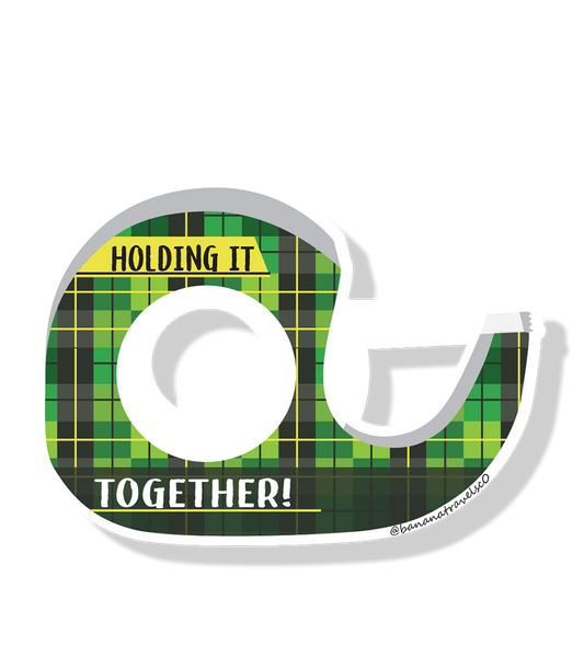 Holding it Together Sticker | Scotchtape Sticker | Tape Sticker | Scotchtape Green Plaid Vinyl Sticker