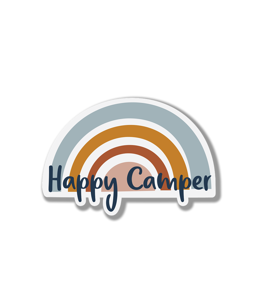 Happy Camper Rainbow Sticker | Camping Stickers | Hiking Stickers | Rainbow Stickers