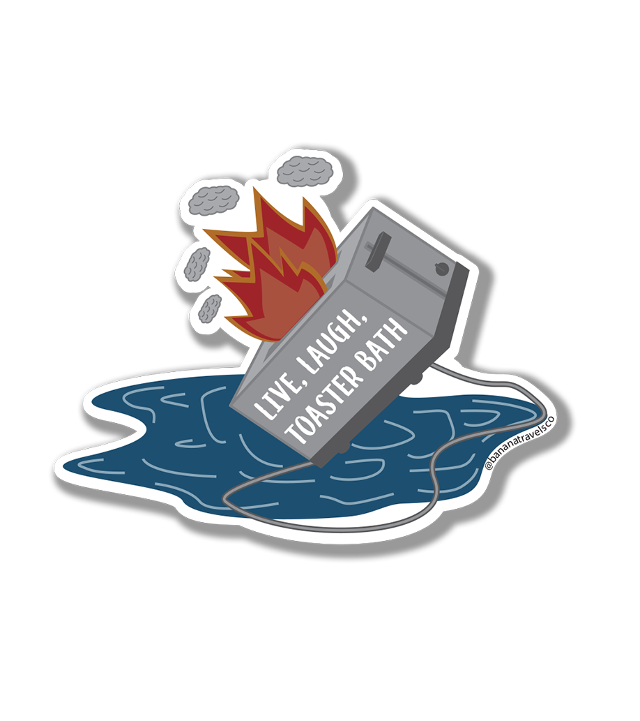Live, Laugh Toaster Bath Sticker| Toaster Fire Sticker |Dark Humor Stickers| TikTok Quotes Sticker | Water Bottle Sticker | Decal