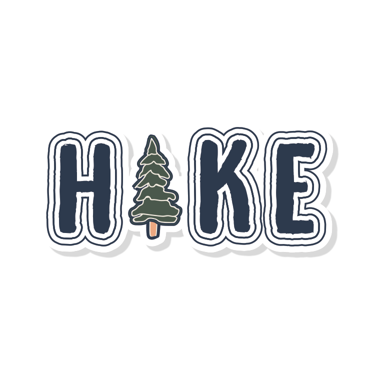 Hike Sticker |Retro Hike Sticker with Pine Tree | Hike Mountains Sticker| Camping Stickers