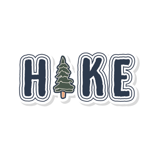 Hike Sticker |Retro Hike Sticker with Pine Tree | Hike Mountains Sticker| Camping Stickers