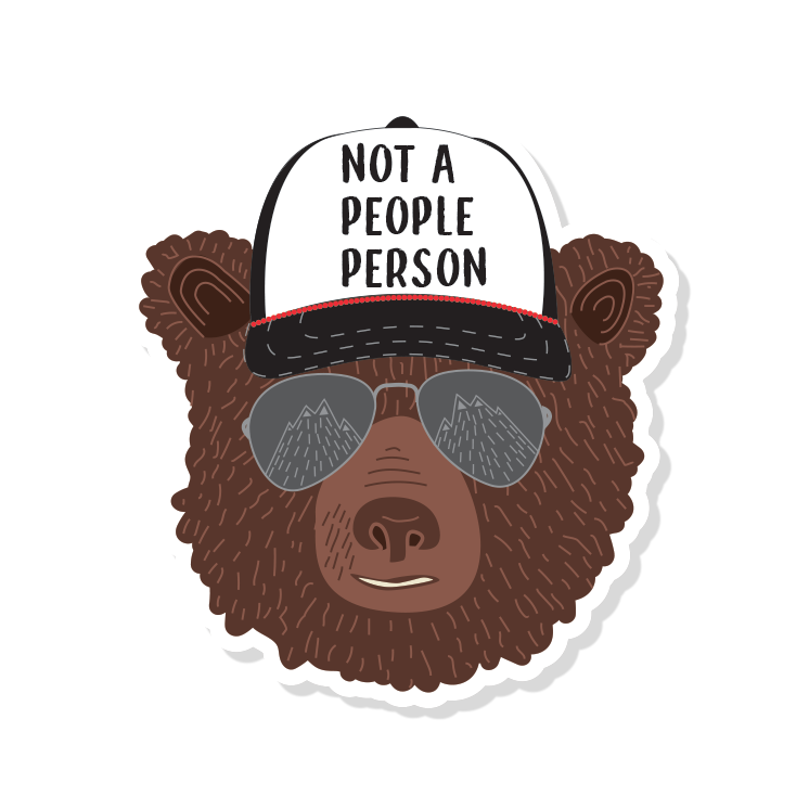 Bear Sticker | Not a People Person Sticker | Cool Bear Sticker | Stanley Cup Stickers