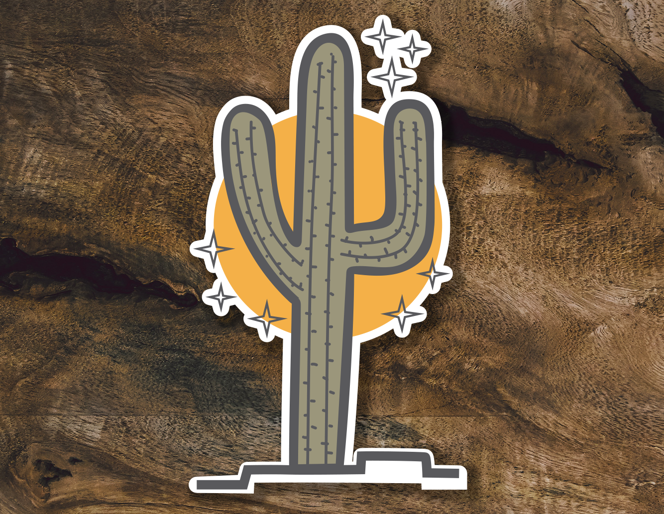 Sunny Saguaro Cactus Sticker| Arizona Cactus Sticker | Cool Cactus Stickers| Hiking Stickers for Water Bottles | Cactus Laptop Decal