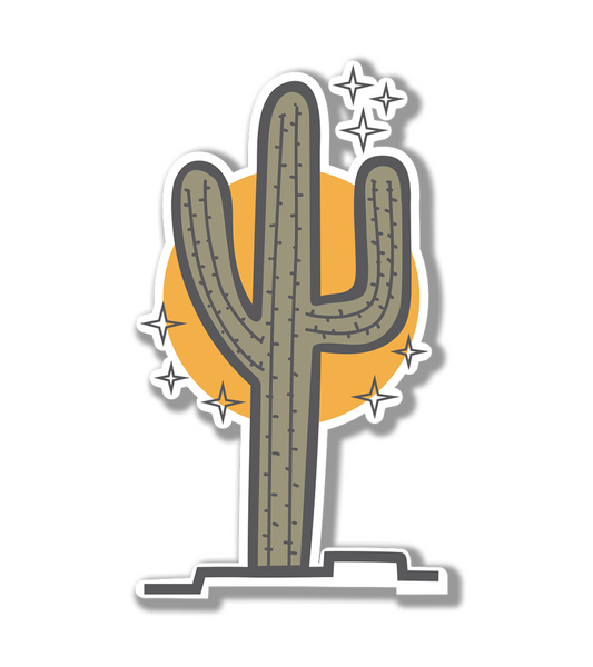 Sunny Saguaro Cactus Sticker| Arizona Cactus Sticker | Cool Cactus Stickers| Hiking Stickers for Water Bottles | Cactus Laptop Decal
