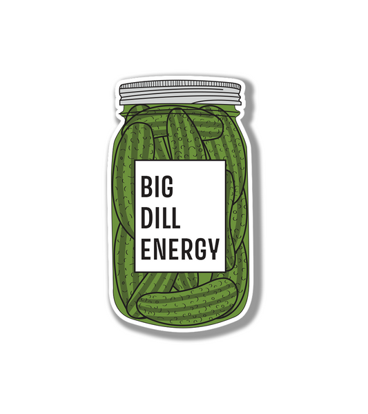 Elevate your everyday items with our "Big Dill Energy" Dill Pickle Sticker – a burst of whimsy and confidence that adds a splash of humor to your personal style! This high-quality, weather-resistant sticker showcases a charismatic dill pickle exuding irresistible charm and an unmistakable aura of "big dill energy."  