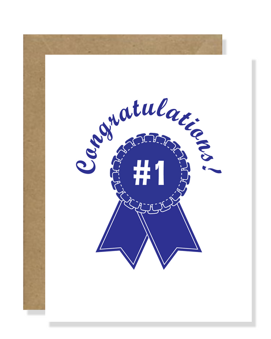 Congratulations Blue Ribbon Greeting Card | You're #1 Greeting Card