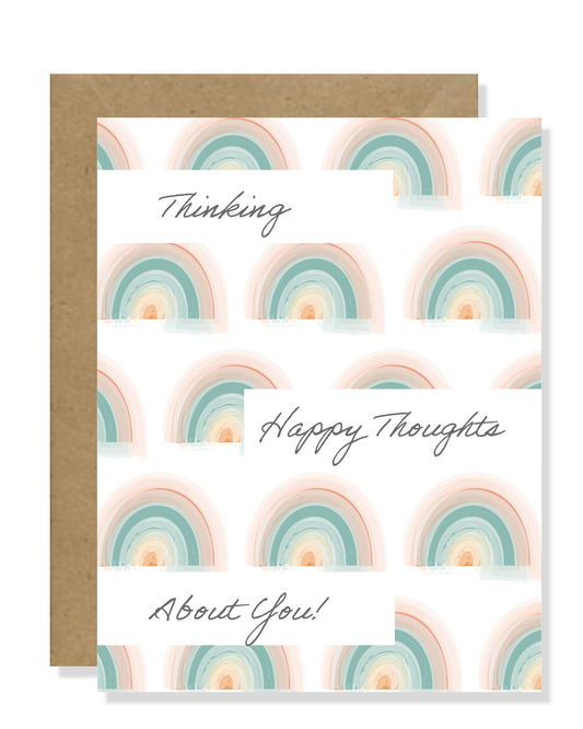 Thinking Happy Thoughts About You Greeting Card | Minimalist Rainbow Greeting Card | Rainbow Stationery