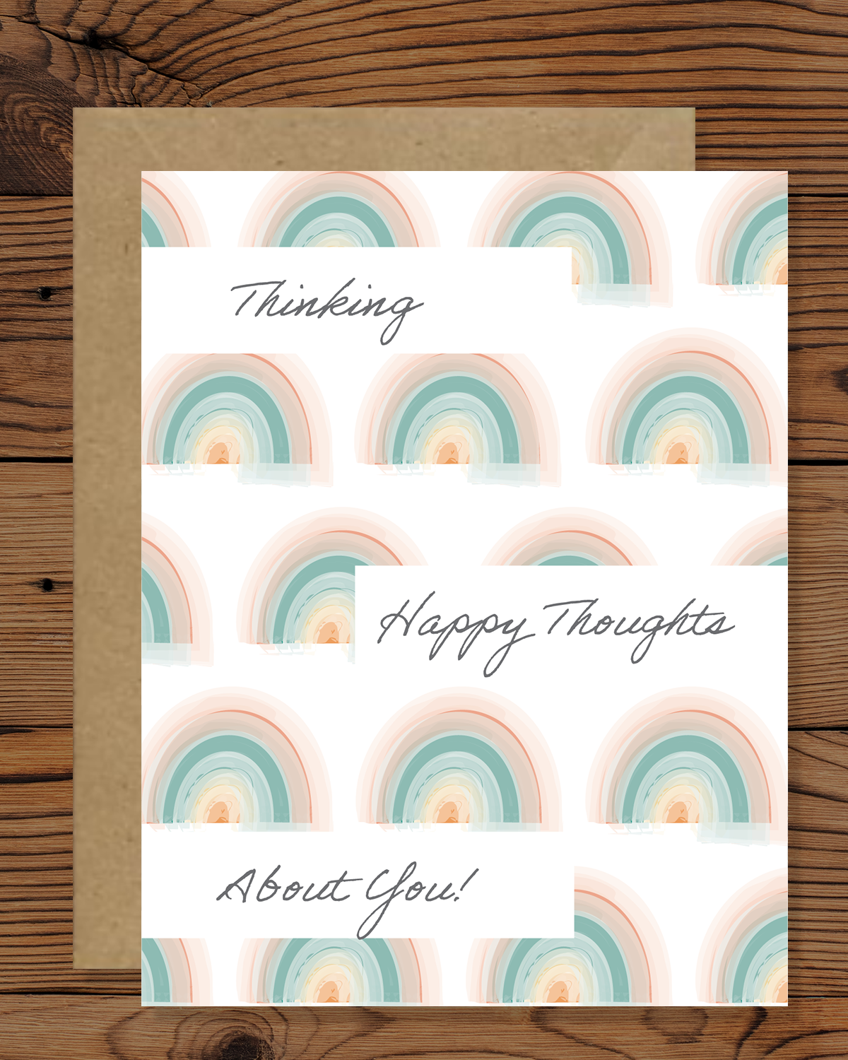 Thinking Happy Thoughts About You Greeting Card | Minimalist Rainbow Greeting Card | Rainbow Stationery