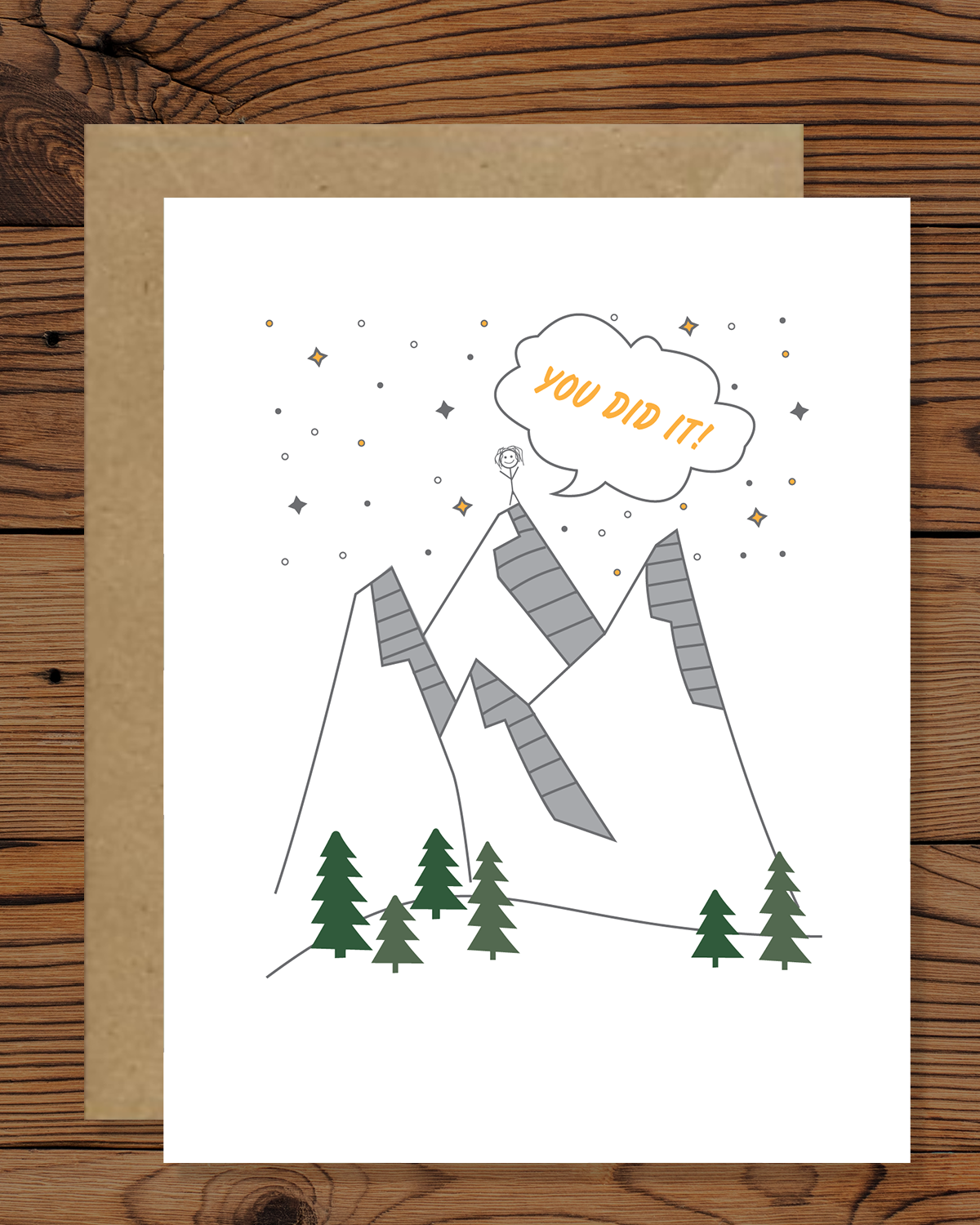 You Did It! Greeting Card | You climbed the mountain greeting card! | Outdoors Greeting Cards