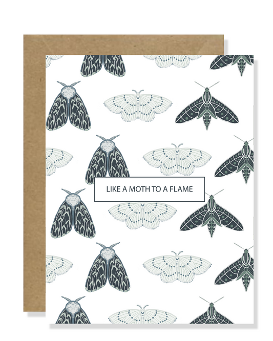 Moth Greeting Card| Like A Moth To A Flame Card | Moth Stationery
