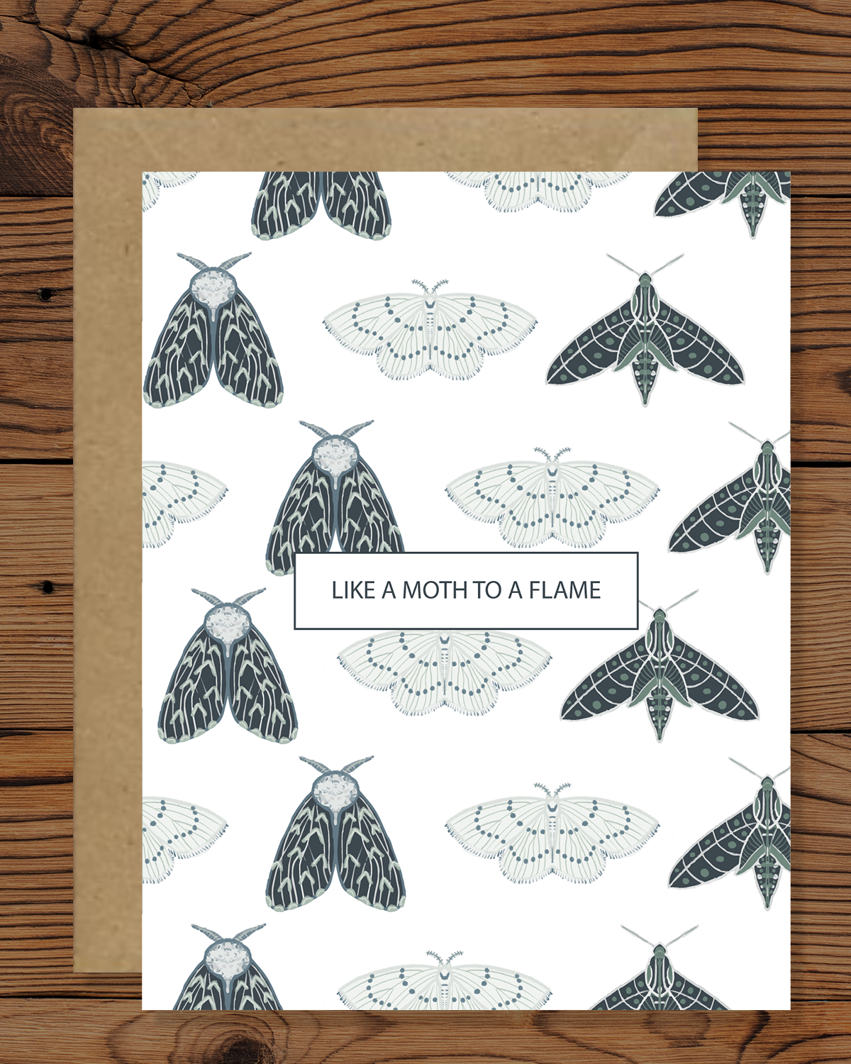 Moth Greeting Card| Like A Moth To A Flame Card | Moth Stationery