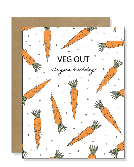 Veg Out, It's Your Birthday Card |Carrot Greeting Card | Garden Greeting Cards