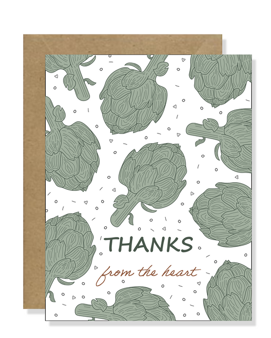 Artichoke Greeting Card | Thanks From The Heart |Garden Greeting Cards 