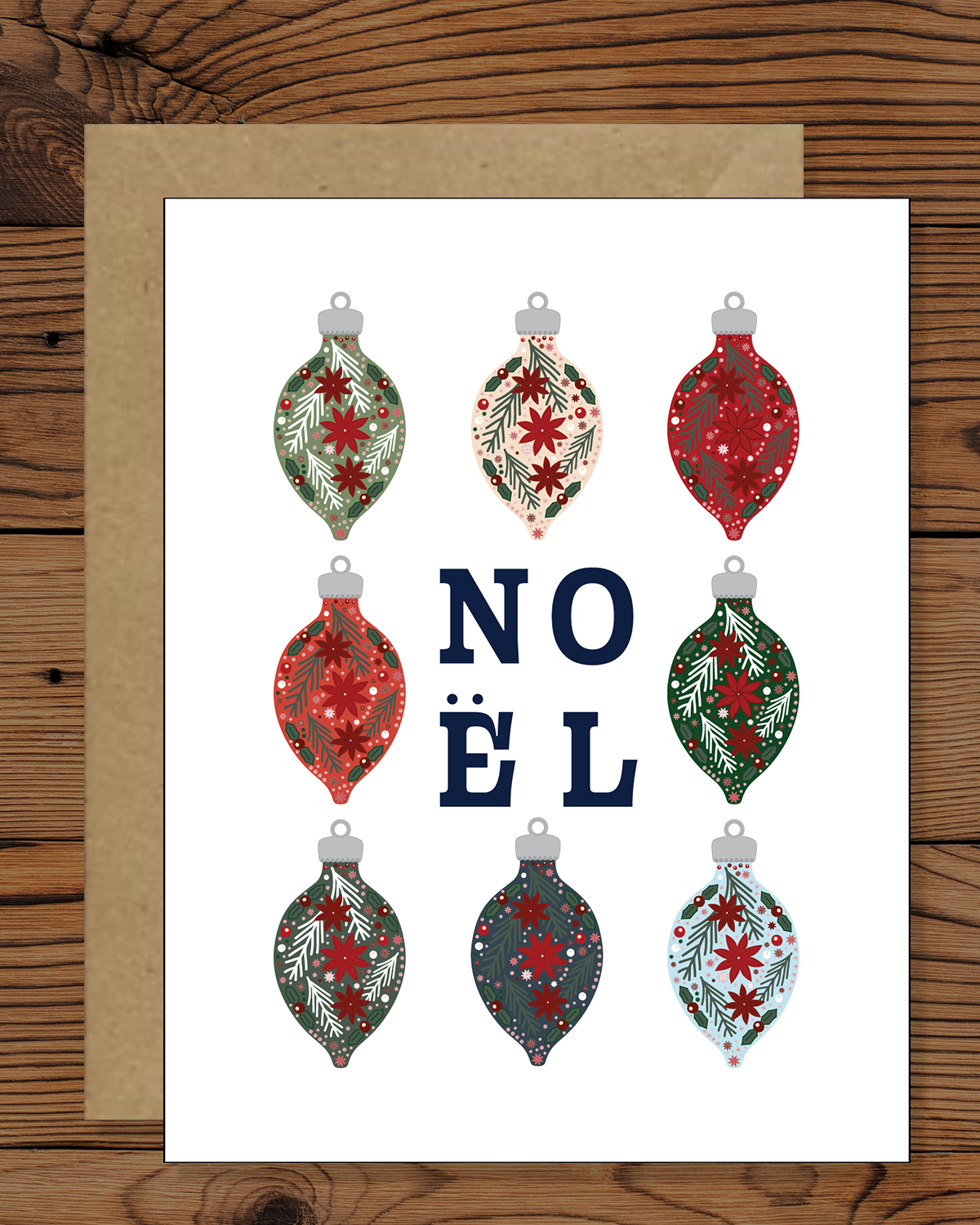 Minimalist Ornaments Christmas Card | Simple Noel  Christmas Cards 